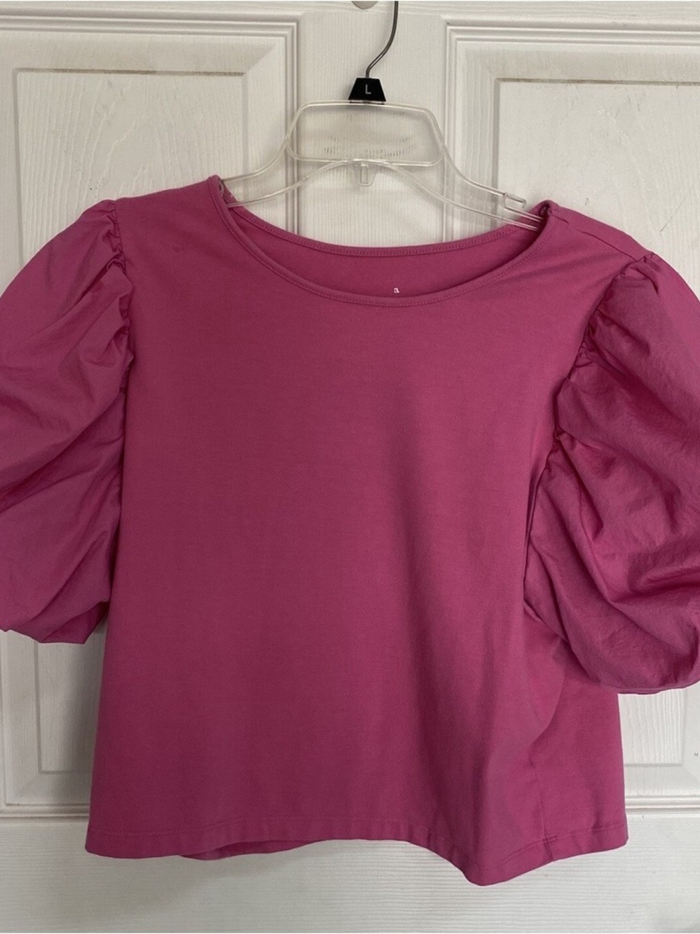 a new day Puff Sleeve Tee in Magenta Pink